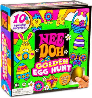 NeeDoh Golden Egg Hunt
Colorful packaging of Nee Doh Golden Egg Hunt with Easter-themed graphics.