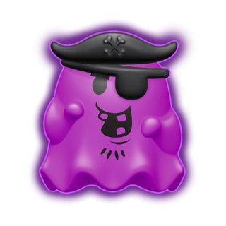 NeeDoh Needohween Glowy Ghost
Purple ghost with a black pirate hat on a white background