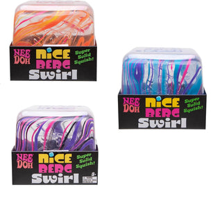 NeeDoh Nice Berg (3.25”) - Swirl
Three packages of Nice Doh Nice Berg Swirl with colorful swirled design on a white background.