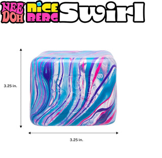 NeeDoh Nice Berg (3.25”) - Swirl
Colorful swirled product with dimensions and branding text on a white background