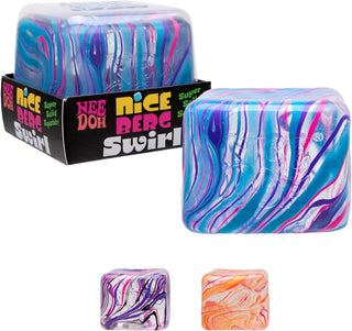 NeeDoh Nice Berg (3.25”) - Swirl
Marbled cube-shaped product with 'Nice Doh' packaging on a white background