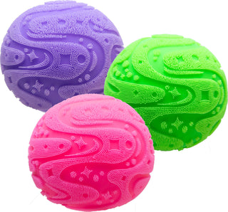 Nee Doh Super Fuzz Ball
Three textured bath bombs in purple, pink, and green on a white background