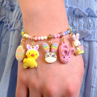 Charm It! Gold Fuzzy Bunny Ears Chick Charm