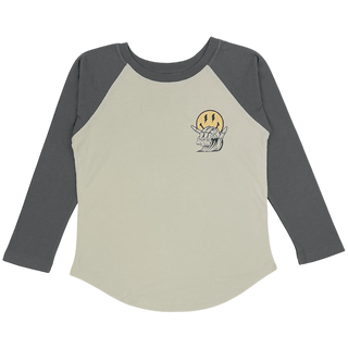 Tiny Whales No Sad Days L/S Raglan - Cinder / Vintage Black
Long-sleeve shirt with a graphic design on a white background
