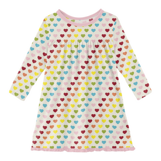 KicKee Pants Rainbow Hearts Classic L/S Swing Dress, KicKee Pants, Classic Swing Dress, KicKee Pants, KicKee Pants Swing Dress, KicKee Swing Dress, KP 80s, KP Decades 80s, Rainbow Hearts, Swi