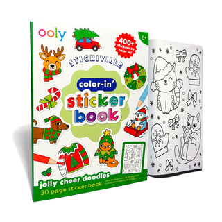 Ooly Stickiville Color-In' Sticker Book Jolly Cheer Doodles, angled cover view with festive coloring stickers