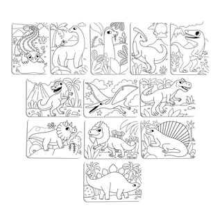 OOLY Undercover Art Dino Tales hidden pattern coloring activity art cards featuring dinosaur designs