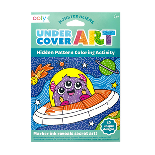 Ooly Undercover Art hidden pattern coloring activity art cards featuring monster aliens packaging front