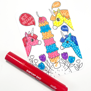 OOLY Undercover Art Unicorn Friends hidden pattern coloring activity art cards with colorful unicorn illustrations