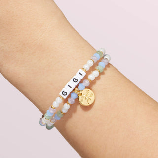 Little Words Project Gigi bracelet featuring delicate silver design and engraved word, stylish accessory for everyday wear
