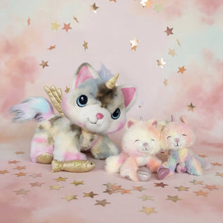Olli Ella Dinkum Caticorn Tinx doll featuring a cute cat and unicorn design, soft plush toy with vibrant colors.