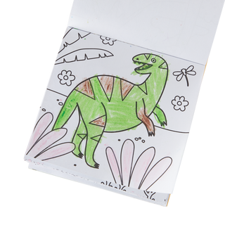 Ooly Carry-Along Dinoland coloring book and crayon set with dinosaur-themed pages and colorful crayons