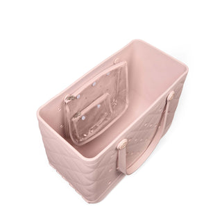 Original Bougie Bogg® Bag - Quilted Rose Petal
Pink pet carrier with clear front panel on a white background