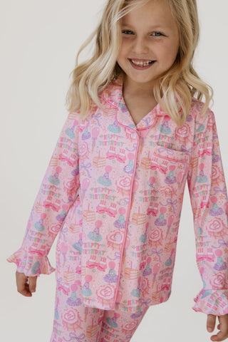 In My Jammers Girl's Long Sleeve Ruffle Flare Set - Birthday Girl