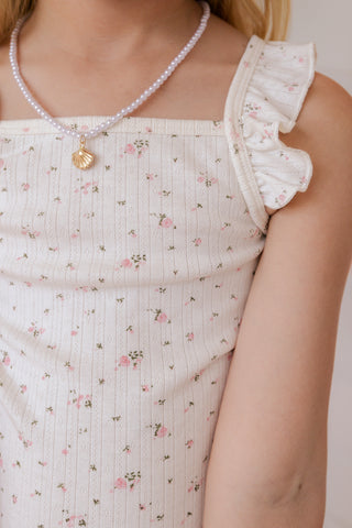 Cream In My Jammers Pointelle Tank and Short Set featuring a sleeveless tank top and matching shorts with a delicate pointelle pattern.