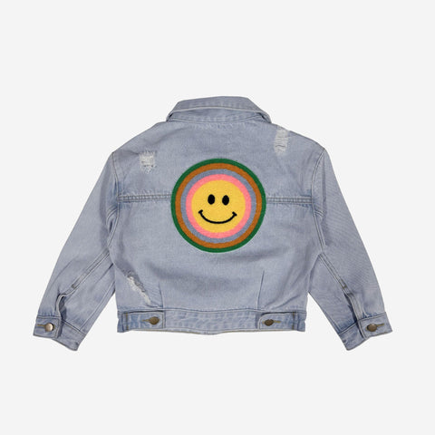 PH Play by Petite Hailey Patched Denim Jacket - Neutral Smile