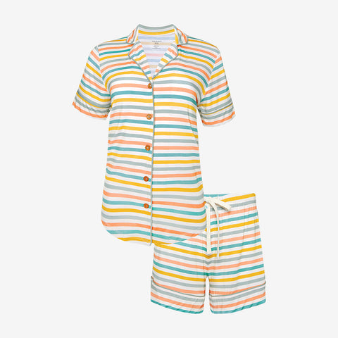 Posh Peanut Popsicle Stripe Women's S/S Shirt & Shorts Loungewear Set, Posh Peanut, cf-size-large-8-10, cf-size-medium-4-6, cf-type-womens-pajama-set, cf-vendor-posh-peanut, Pajama, Pajamas, 