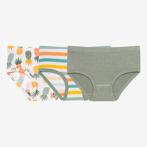Posh Peanut McGuire Girls 3pc Brief Set, Posh Peanut, cf-size-med-8y, cf-size-xs-4-5, cf-type-girls-underwear, cf-vendor-posh-peanut, Girls Underwear, McGuire, Pineapple, Posh Peanut, Posh Pe