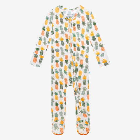 Posh Peanut McGuire Zippered Footie, Posh Peanut, cf-size-3-6-months, cf-size-newborn, cf-type-footie, cf-vendor-posh-peanut, McGuire, Pineapple, Posh Peanut, Posh Peanut Footie, Posh Peanut 