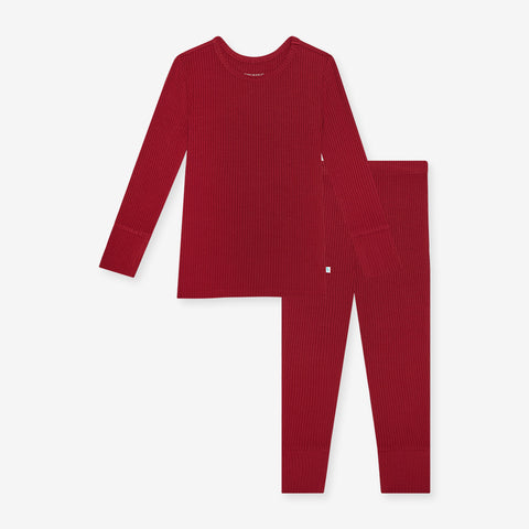 Posh Peanut Dark Red Solid Ribbed L/S Basic Loungewear, Posh Peanut, All Things Holiday, cf-size-10y-12y, cf-size-2t, cf-size-3t-4t, cf-size-5t-6t, cf-size-7y-8y, cf-type-pajama-set, cf-vendo