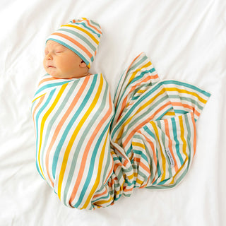 Posh Peanut Popsicle Stripe Swaddle & Beanie Set, Posh Peanut, cf-type-swaddle-&-beanie-set, cf-vendor-posh-peanut, Popsicle Stripe, Posh Peanut, Posh Peanut Infant Swaddle & Beanie Set, Posh