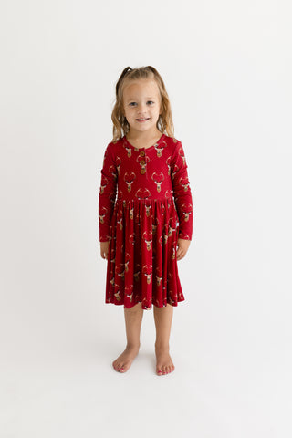 Posh Peanut Dash L/S Henley Twirl Dress, Posh Peanut, All Things Holiday, cf-size-2t, cf-size-5t-6t, cf-size-7y-8y, cf-type-dress, cf-vendor-posh-peanut, Christmas, Dash, Posh Peanut, Posh Pe