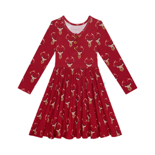 Posh Peanut Dash L/S Henley Twirl Dress, Posh Peanut, All Things Holiday, cf-size-2t, cf-size-5t-6t, cf-size-7y-8y, cf-type-dress, cf-vendor-posh-peanut, Christmas, Dash, Posh Peanut, Posh Pe