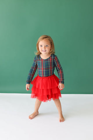 Posh Peanut Tartan Plaid Long Sleeve Tulle Dress Basically Bows