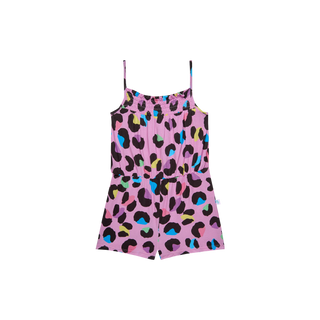 Posh Peanut Electric Leopard Smocked Spaghetti Short Jumpsuit