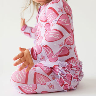 Posh Peanut Besties Ruffled Zippered Footie