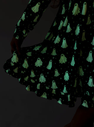 Posh Peanut Ghostly Long Sleeve Ruffled Twirl Dress