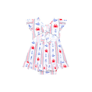 Posh Peanut Connor Tie Back Ruffled Bodysuit Dress