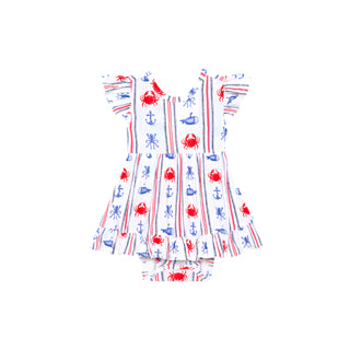Posh Peanut Connor Tie Back Ruffled Bodysuit Dress