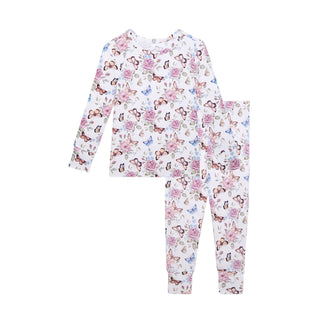 Posh Peanut Classic Pajama Set - Mariselle
Children's pajama set with butterfly and floral pattern on a white background