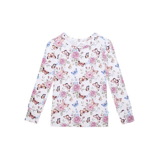 Posh Peanut Classic Pajama Set - Mariselle
Floral and butterfly patterned shirt on a white background