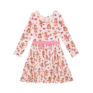 Posh Peanut Bow Twirl Dress - Ginger Posh
Children's dress with teddy bear pattern on a white background