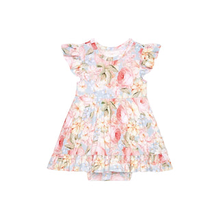 Posh Peanut Ruffled Twirl Bodysuit Dress - Rose Dreams