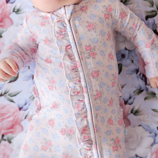 Posh Peanut Footie Ruffled Zippered One Piece - Laney