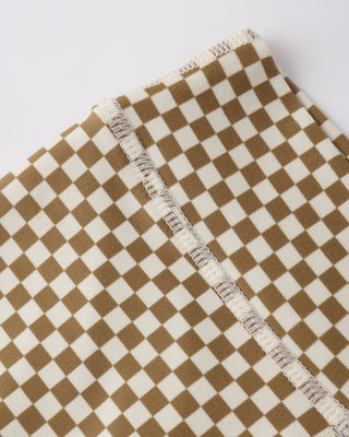 Play by Rylee & Cru Ocre Check Shortie Shorts with a stylish checkered pattern and comfortable fit for kids.