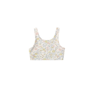 Play by Rylee & Cru Swift Sports Bra in Citron Bloom with a supportive design and vibrant floral pattern.
