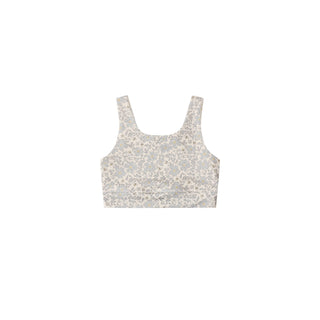 Play by Rylee & Cru Meadow sports bra showing a natural-colored, supportive athletic bra with adjustable straps.