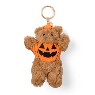 Bogg'd & Charmed - Pumpkin Bear
A plush teddy bear keychain dressed in an orange pumpkin costume, featuring a gold metal key ring, set against a plain white background.