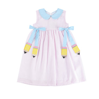 City Beautiful Pencil Dress
City Beautiful Pencil Dress
Children's dress with blue collar and yellow accents on a white background