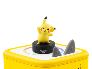 Tonies Pokémon Pikachu toy character, yellow plush with black-tipped ears, red cheeks, and expressive eyes, designed for children.
