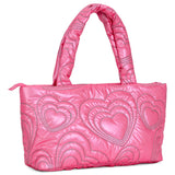 Iscream Pink Shining Heart Puffy Overnight Bag