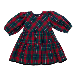 Pink Chicken Girls Maribelle Dress - Red Tartan
Red and green plaid dress with puff sleeves on a white background