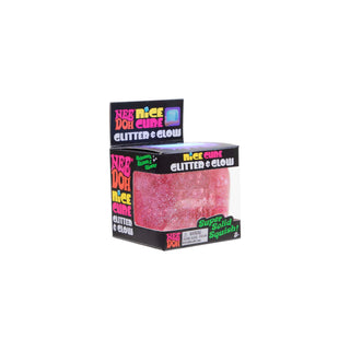 NeeDoh Glitter & Glow Nice Cube
Pink glitter cube with packaging on a white background