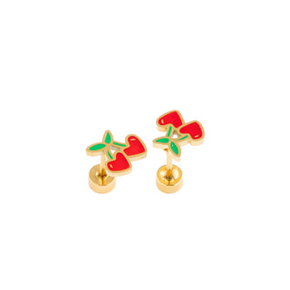 Pip Pop Post Earrings - Cherries
Gold earrings with red cherries on a white background