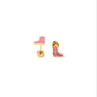 Pip Pop Post Earrings - Cowboy Boot
Pink cowboy boot earrings on a white background