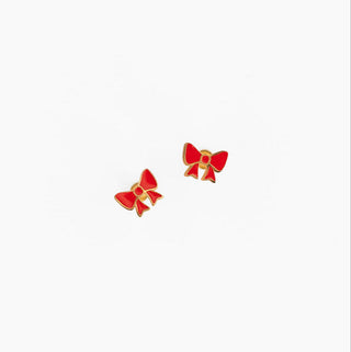 Pip Pop Post Earrings - Red Enamel Bow
Red bow-shaped earrings on a white background